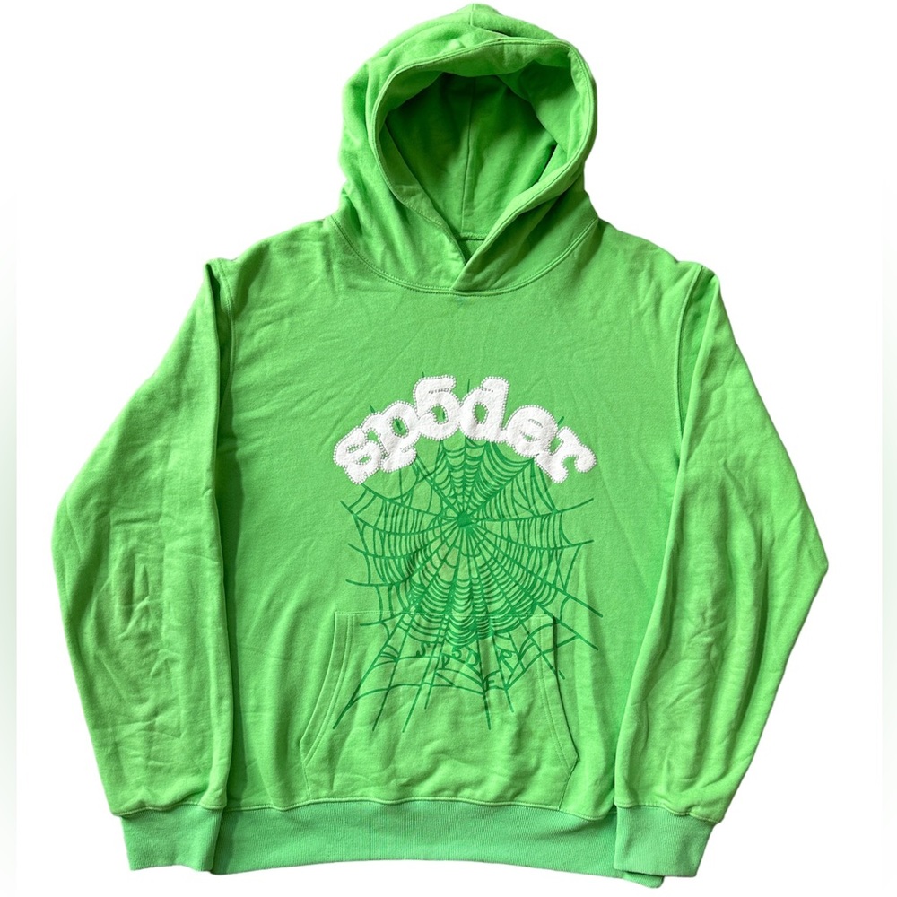 Sp5der Worldwide Web Hoodie Slime Green Sweatshirt Size: XL